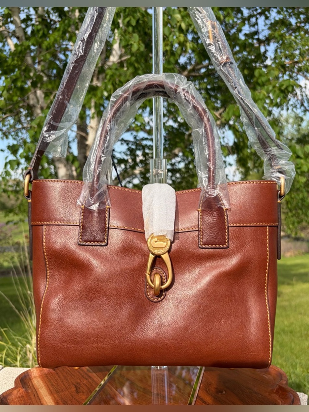 Dooney & Bourke Small Amelie Chestnut Brown Florentine Leather Tote NWT - Picture 5 of 14